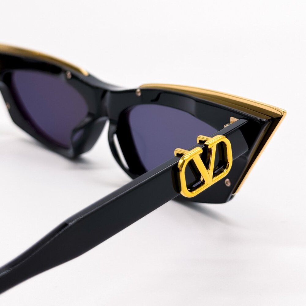 NEW VALENTINO V-GOLDCUT-I VLS-113A WOMEN BLACK SUNGLASSES VALENTINO - Picture 10 of 13